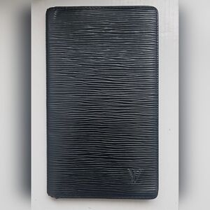 Louis Vuitton Black Epi Leather Checkbook Card Bifold Long Wallet
